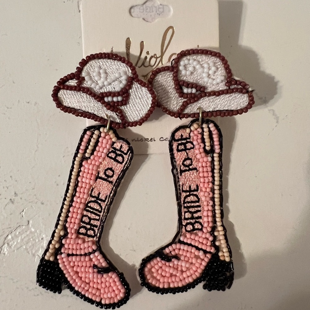 Boot earrings - bride to be